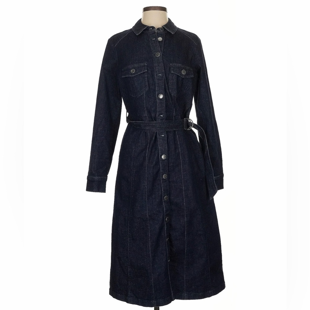 Boden belted stretch denim shift dress